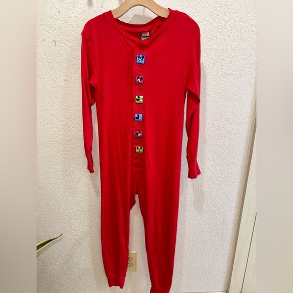 Disney Other - Vintage 90's Disney Mickey Long John Adult Onesie Pajamas Size Large